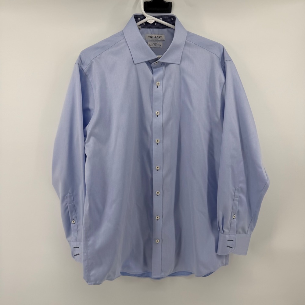 Twillory Mens Light Blue Safe Cotton Dress Shirt Traditional Fit 16.5 32/33